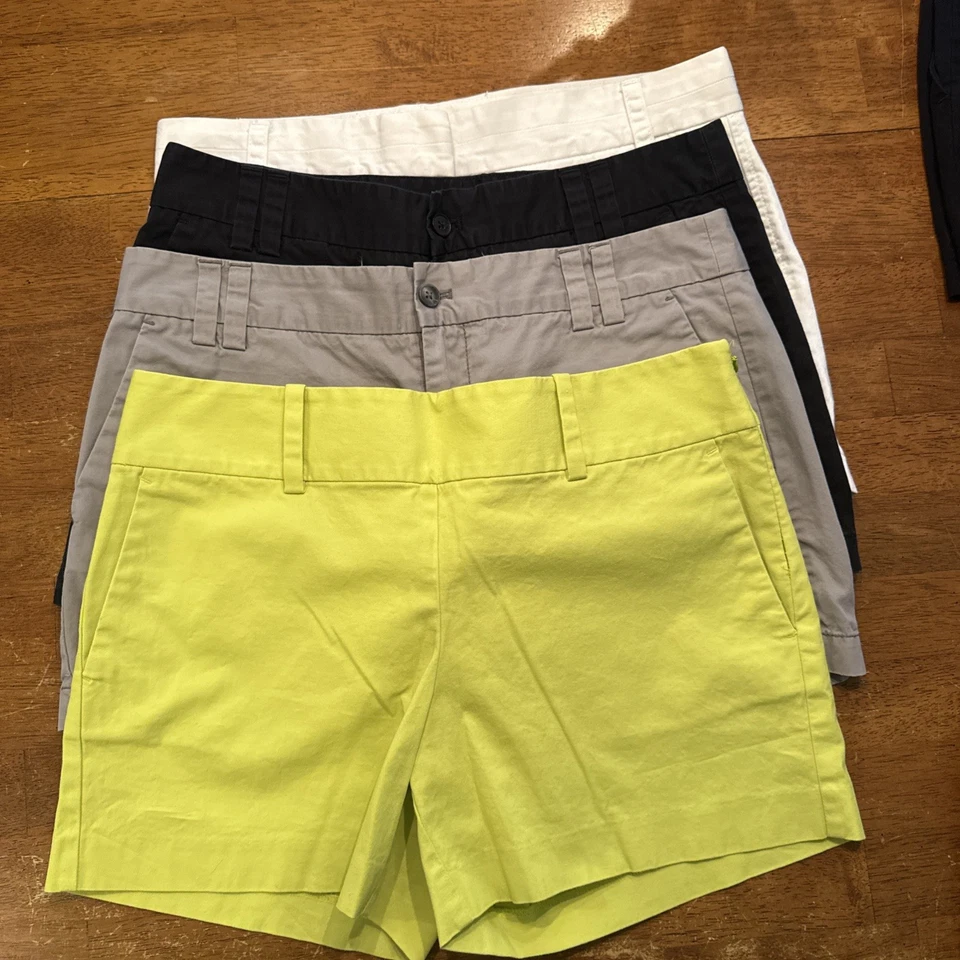 4 Pair Women J Crew, Loft, Ann Taylor Shorts Size 6 White Gray Black Lime - Image 1 of 4
