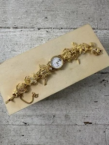 Kirks Folly Vintage goldfarbene Mondphase himmlische Bettelarmbanduhr - Bild 1 von 8