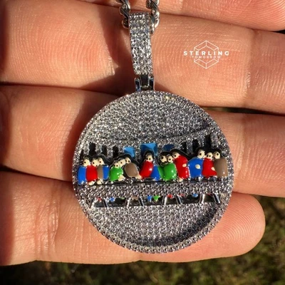 Colgante Última Cena Esmalte Helado Chapado en Oro 14k Circonita cúbica + Cadena Cuerda Antideslustre Foto 1 de 4