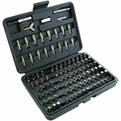 100Pc ASSORTED BIT SET Chromed Steel Screwdriver Pozi Phillips Torx Heads & Case - Image 1 of 3