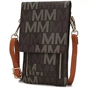 MKF Small Crossbody Cell Phone Purse Wallet -Vegan Leather Cellphone Bag – Brown - Picture 1 of 2