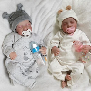 Twins Reborn Dolls Realistic Real Baby Boy/Girl Vinyl Silicone Newborn Doll Xmas - Picture 1 of 14