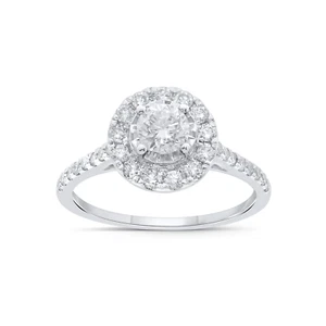 10K WHITE GOLD 1 CT CENTER .42 CT DIAMOND ENGAGEMENT RING WEDDING RING BRIDAL - Picture 1 of 1