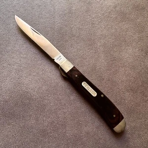 VINTAGE MONTANA 3384 WOODEN HANDLE 440A STEEL POCKET KNIFE MADE IN JAPAN - Picture 1 of 9