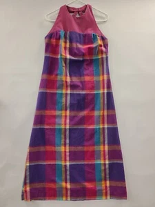 80s Plaid Dress women's Size XS Vintage Maxi Sleeveless A-line No Tag 2W - Picture 1 of 16