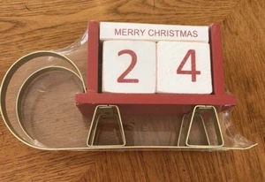New & Sealed Countdown To Christmas Xmas Sleigh Wooden Metal Tabletop - Picture 1 of 5