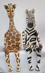 Holz Zebra Giraffe Buch Knick Knack Wand hängen oder Regal sitzen hängende Beine - Bild 1 von 4