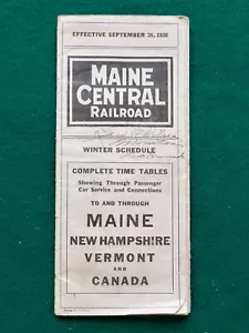 Antique vtg 1920 MAINE CENTRAL RAILROAD Schedule ME NH VT & Canada FOLD OUT MAP - Picture 1 of 6