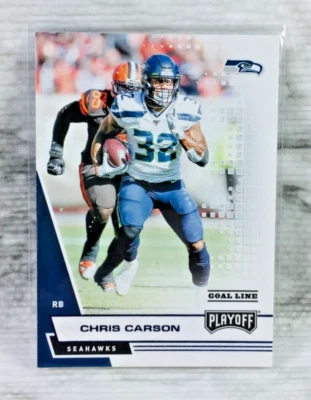 2020 PANINI PLAYOFF FOOTBALL #104 CHRIS CARSON (GOAL LINE) BLUE FOIL SEAHAWKS! - Image 1 of 2