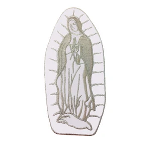 Virgin Mary Guadalupe Baptism Christening Embroidered Iron On Patch Gold Silver - Picture 1 of 10