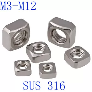 Tuercas cuadradas de acero inoxidable M3 M4 M5 M6 M8 M10 M12 316 máquina tuercas atornilladas A2 -70 - Imagen 1 de 3