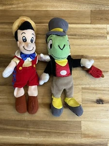 Disney Store Pinocchio & Jiminy Cricket 8” Mini Bean Bag Plush VNTG. Collectible - Picture 1 of 2