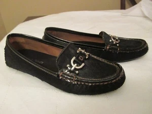 Donald J Pliner Viky Calf Hair Black Driving Loafer Shoes Womens Size 6 1/2 M - Picture 1 of 10