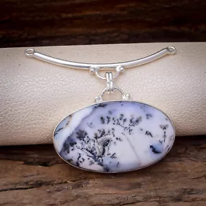Landschaftlich Dendrite Opal Edelstein 925 Sterling Silber Handgemacht Anhänger - Bild 1 von 3