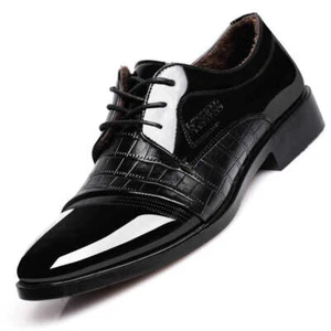 Men's Pointed Toe Dress Shoes Autumn Business Leather Shoes with Sequins and Sti - Picture 1 of 31