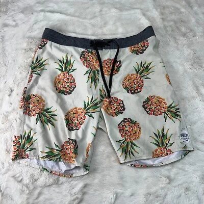 Rip Curl Mens Size 33 Tan Multicolor Pineapples Boardshorts  Lightly Stained - Image 1 of 4