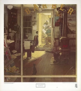 "Shuffleton's Barber Shop" by Norman Rockwell. Open reproduction print. - Picture 1 of 2