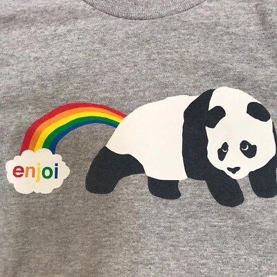 Vintage Y2K Enjoi T-Shirt S Panda Bear Rainbow Graphic Tee Grunge Pride Skater - Image 1 of 4