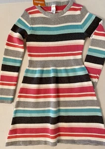 NWT Girls 10 Gymboree “ENCHANTED WINTER” Cotton/Metallic STRIPED Long-Slv DRESS - Picture 1 of 6