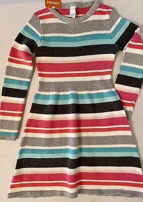 Новый с Ярлыками девочек 10 Gymboree «ЗАКОЛДОВАННАЯ ЗИМА» хлопок/металлик в полоску длинный Slv платье - Изображение 1 из 4