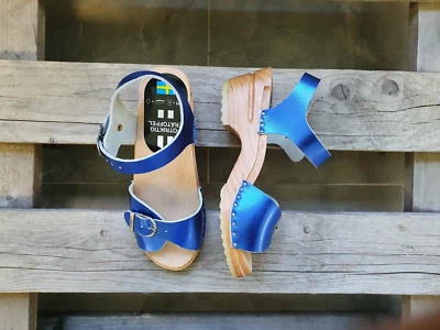 Шведские сабо для детей сандалии Maguba Goya синие металлик размер 32 - Изображение 1 из 3