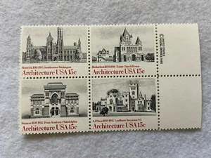 Architecture  USA 15 Cents Lot of 4 Unused Postage Stamps - Picture 1 of 1