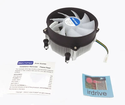 HIGH POWER® BlueAM4 AMD Ryzen 5/7/9 AM4 AM5 CPU Heatsink Cooler w/ Blue LED Fan - Image 1 of 4