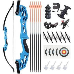 54" Takedown Recurve Bow Carbon Arrows Kit 40lbs Archery Target Hunting Shooting - Picture 1 of 22