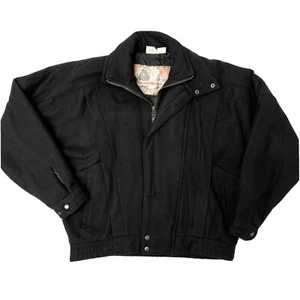 Vtg 80 90’s Men Black Wool STREETWEAR Bomber Puffer Coat HiP Hop THRILLER Jacket - Picture 1 of 4