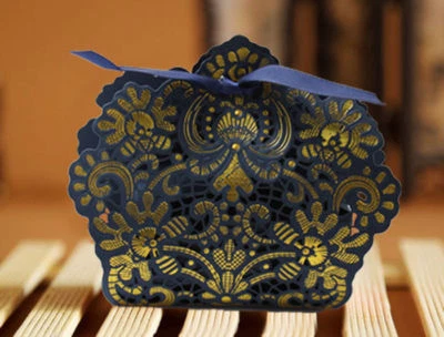 Lace Laser Cut Wedding Favor Boxes with Ribbon Cake Candy Gift Boxes 20/50/100pc - Image 1 of 4