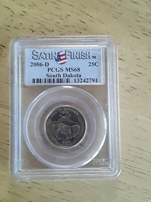 2006-D SOUTH DAKOTA STATE QUARTER PCGS MS68 SATIN FINISH! - Image 1 of 2