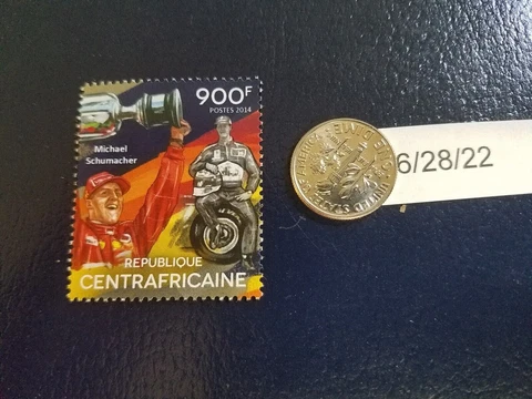 Michael Schumacher Race Car Driver 2014 Republique Centrafricaine Stamp (d) Cover
