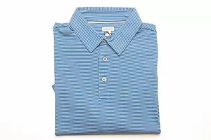Ashworth Striped Short Sleeve Polo Shirt (M) AE9531 Coastal Blue - Picture 1 of 1