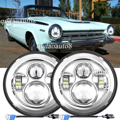 Faros LED redondos de 7" de haz sellado alto/bajo cromados 2 piezas aptos para Dodge Dart 1964-1976 Foto 1 de 4