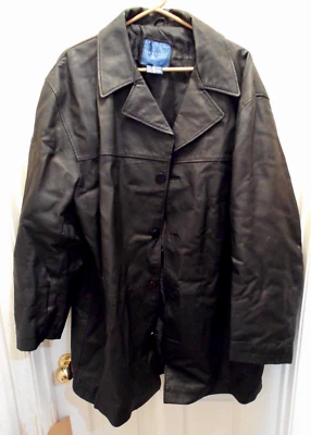 Мужская TOWNCRAFT черный кожаный пальто размер XL классический винтажный - Изображение 1 из 4