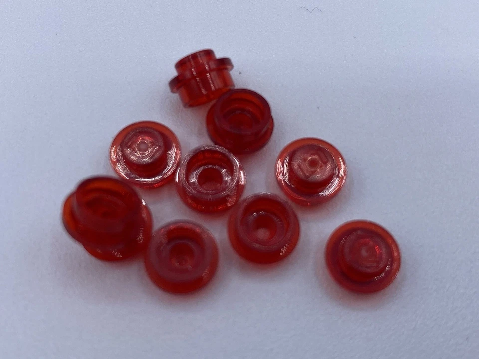 Lote de piezas Lego x (10) ~ Placa roja trans, redonda 1 x 1 ~ Nº# 4073 ~ Fresca de fábrica Foto 1 de 1