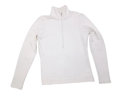 Pulôver LUCY TECH M Top meio zíper pescoço simulado texturizado marfim EUA - Imagem 1 de 4