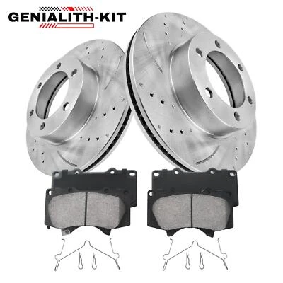 Front Drilled Rotors + Ceramic Brake Pads for 2000-2006 Toyota Tundra Sequoia Foto 1 de 4