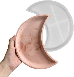 Large Moon Tray Mold for Resin Concrete Moon Silicone Mold Crescent Storage Tray - Picture 1 of 12