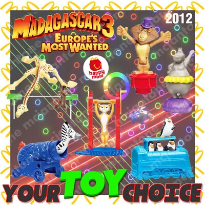 McDonald's 2012 MADAGASCAR Dreamworks CIRCUS Zoo Animal YOUR Toy CHOICE - Image 1 of 3