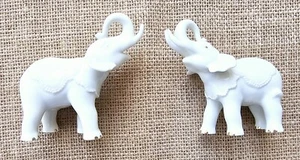 1990s Lenox Porcelain 2 Elephants White With Gold Trim Trunk Up - Picture 1 of 4