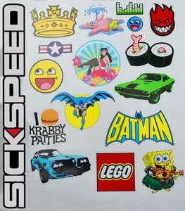 17PC STICKERBOMB KIT BATMAN STICKER  SPONGEBOB DECAL RACING BRAND SPOOF FUNNY D - Bild 1 von 1
