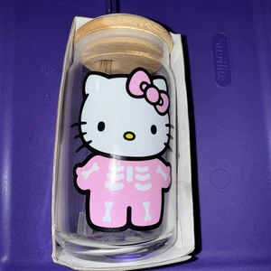 Official Hello Kitty Skeleton Glass Tumbler - 16 Oz Eco-Conscious Gift - Picture 1 of 5