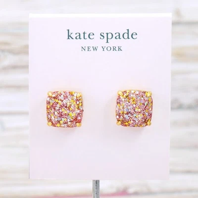 NUEVO CON ETIQUETAS Kate Spade Cuadrado Brillo Tachuelas Pendiente $38 Rosa Multi Foto 1 de 4