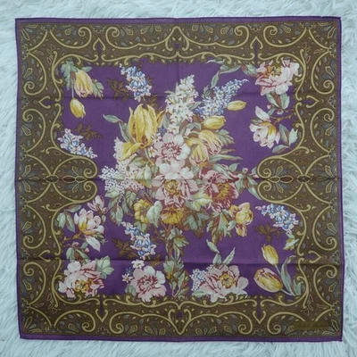 Mini Bufanda Cuadrada de Bolsillo 18" X 18.5" Q73 Ralph Lauren Flor Paisley Algodón Foto 1 de 4