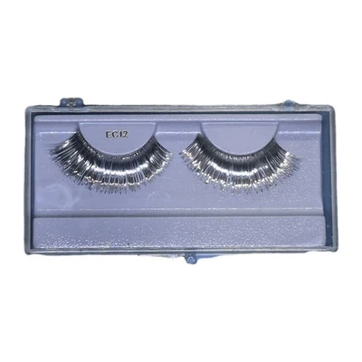 New Long Silver Metallic False Eyelashes Drama Costume Diva Cosplay EC12 - Image 1 of 3