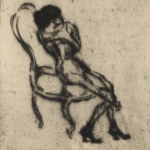 Reinhold Junghanns Frauenakt sitzend Erotik Radierung Expression unsign um 1914 - Picture 1 of 4