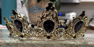 Tiara MetalCorona Donna, Ragazza, Compleanno, Prom, Sposa, Costume Gioielli Diamanti - Foto 1 di 4