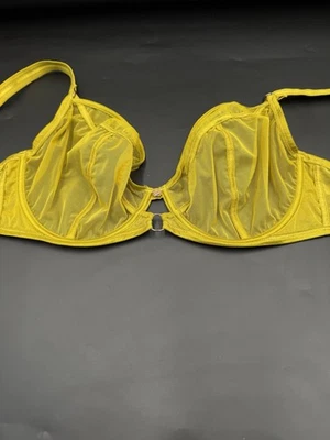 Scantily By Curvy Kate Size 32 I Yellow Unlined Sheer Lace Balcony Underwire Bra - Image 1 of 4