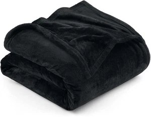 Fleece Blanket Queen Size Black 300GSM Luxury Anti-Static Fuzzy Soft Microfib... - Picture 1 of 12
